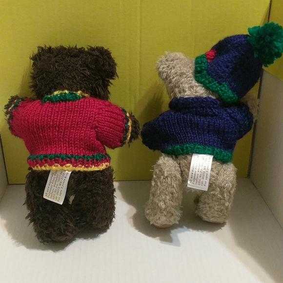 Lot of 8 Vintage Winter Teddy Bears With Removable Knit Sweaters - Picture 7 of 11